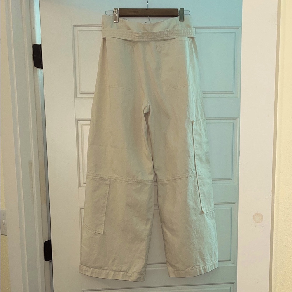 ZARA High-Waisted Wide-Leg belted pants with asymmetric pockets on legs NWOT - Picture 5 of 13
